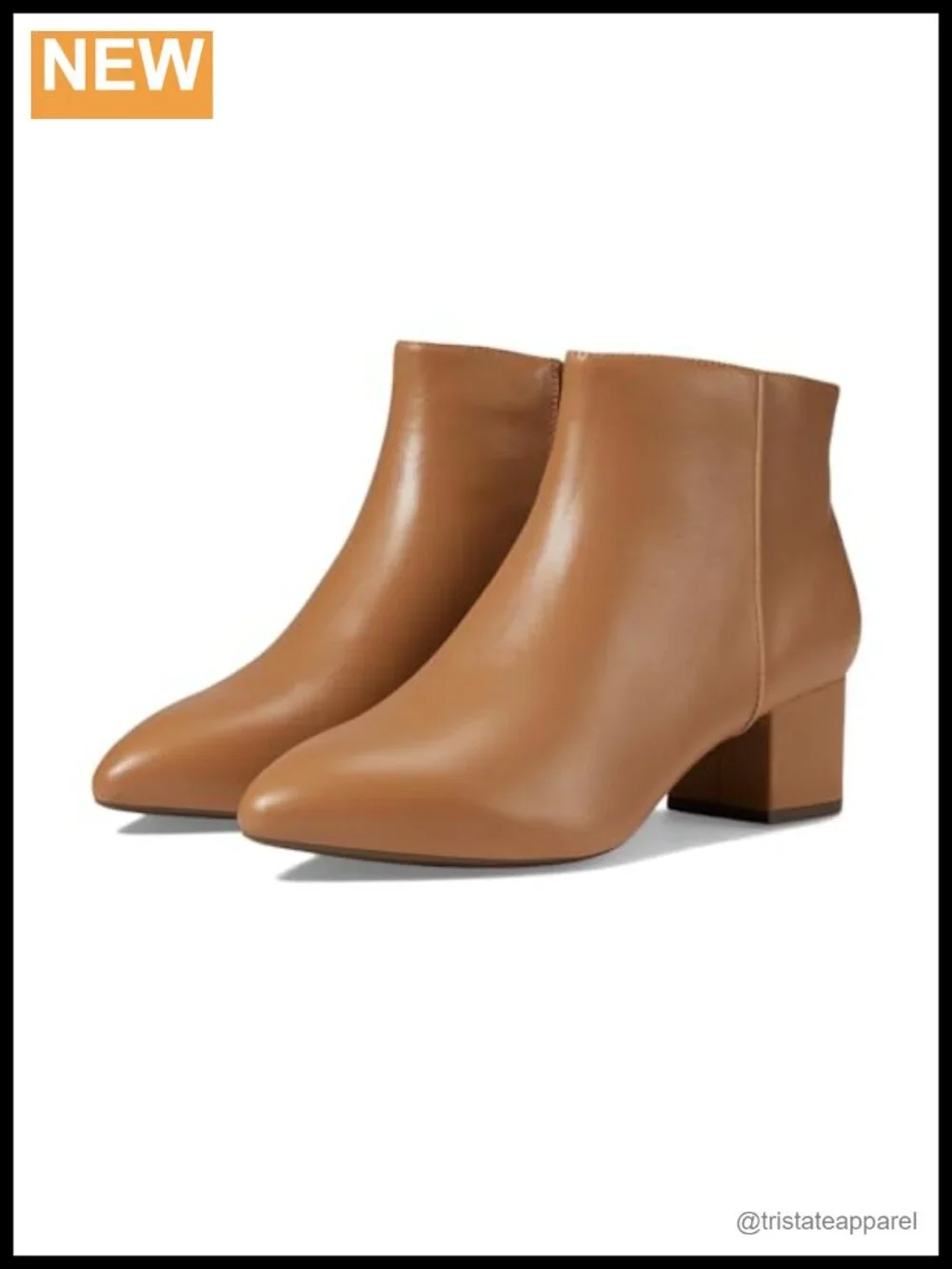 Rockport Women's Milia Ankle Bootie Block Heel Pull-On Leather